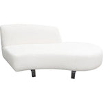 Vesper Curved Armless Right Chaise in Faux White Shearling w/ Black Wood Leg Base