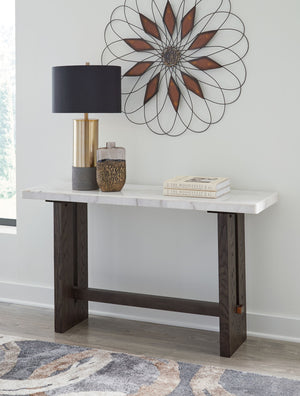Burkhaus - Sofa Table - White / Dark Brown - R&R Furniture Gallery (Fountain Valley, CA)