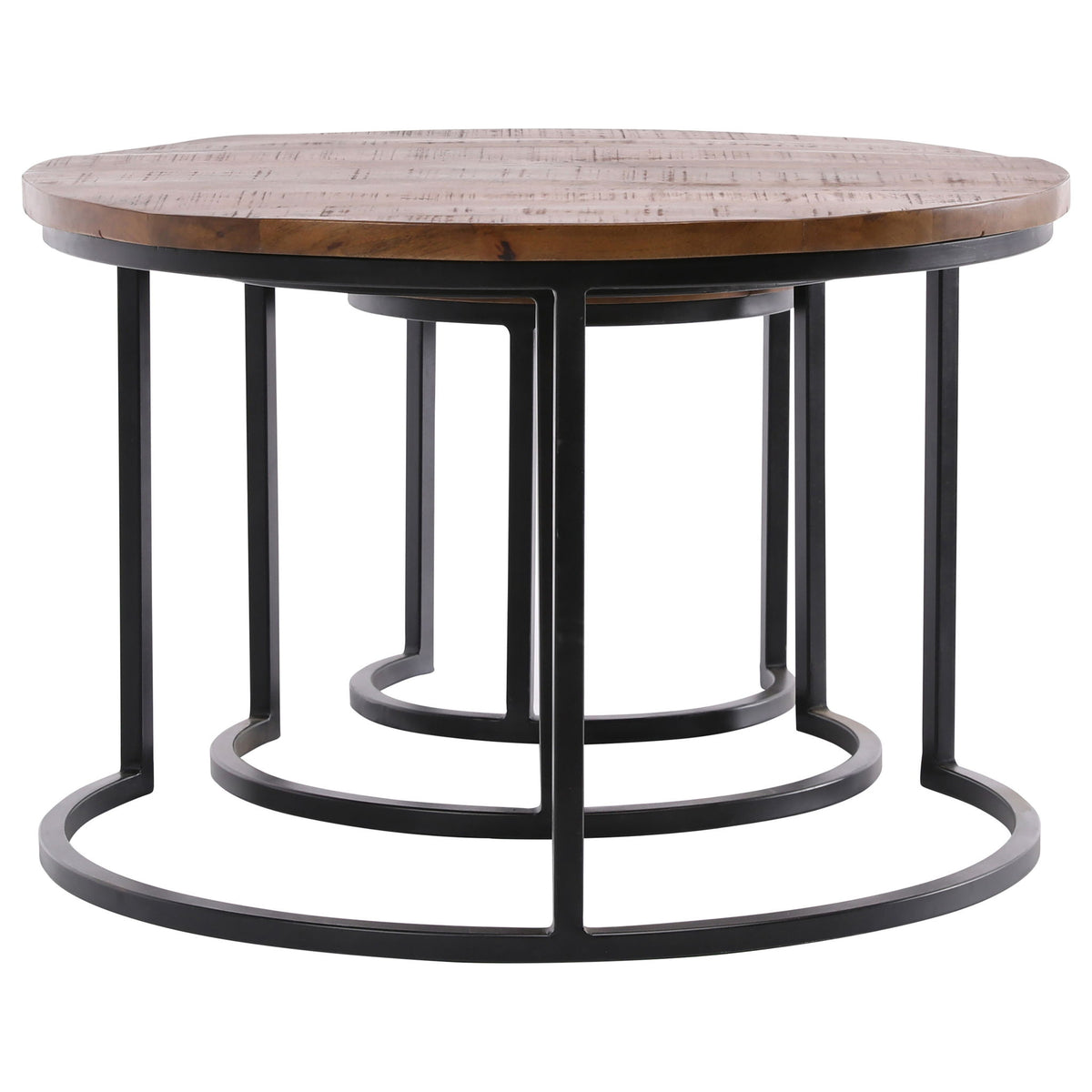 Shelby - Nesting Tables (Set of 3) - Medium Brown And Gunmetal