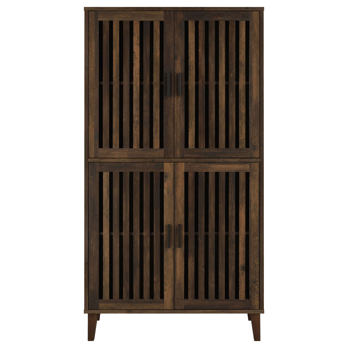 Sakai - 4 Door Tall Accent Cabinet With Slatted Doors - Brown