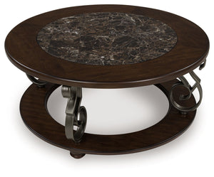 Frallyn - Round Cocktail Table - Dark Brown - R&R Furniture Gallery (Fountain Valley, CA)