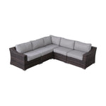 5 Piece Rattan Wicker Sectional Patio Set With Comfortable Cushions - Brown Mix / Gray