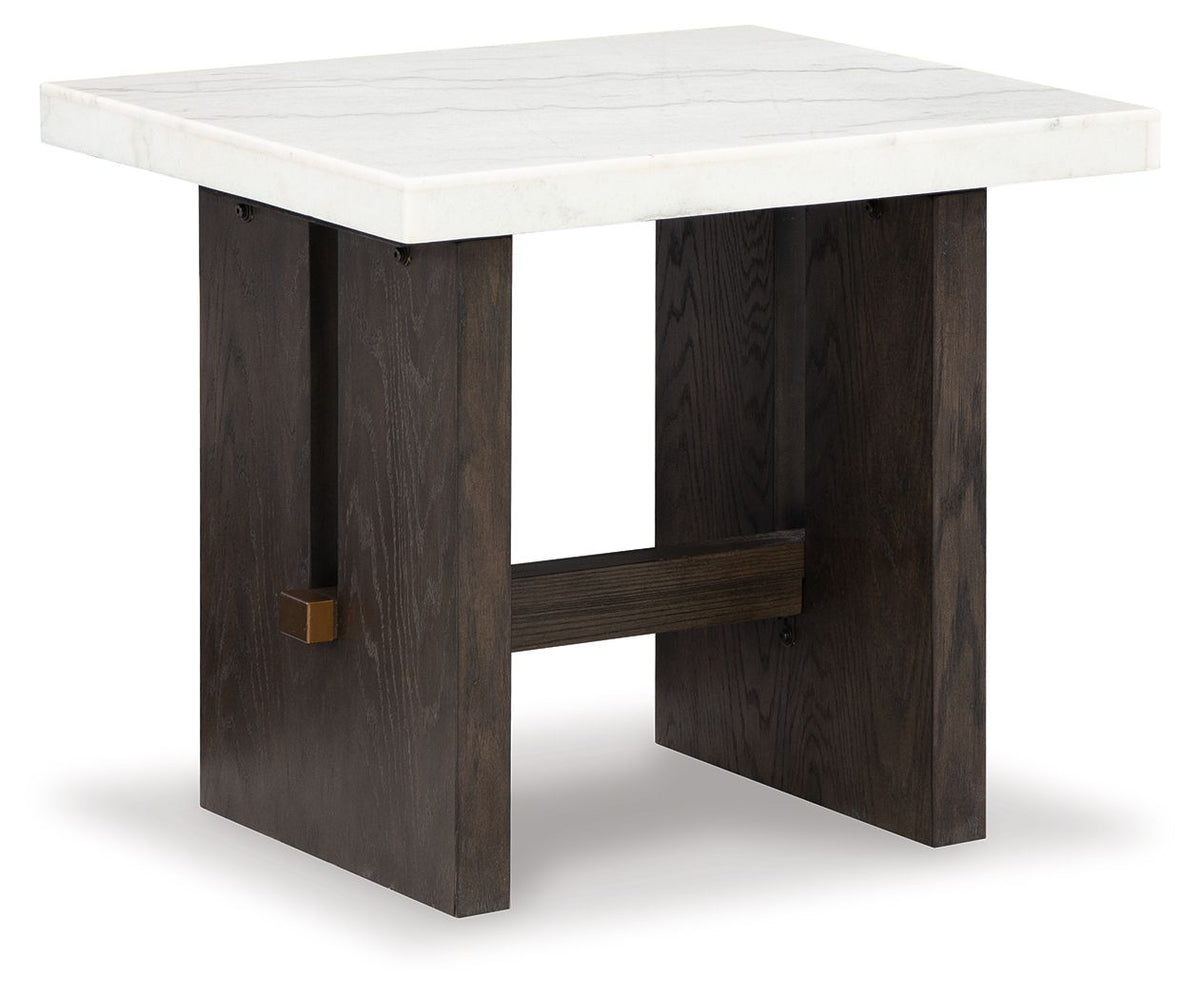 Burkhaus - Rectangular End Table - White / Dark Brown - R&R Furniture Gallery (Fountain Valley, CA)