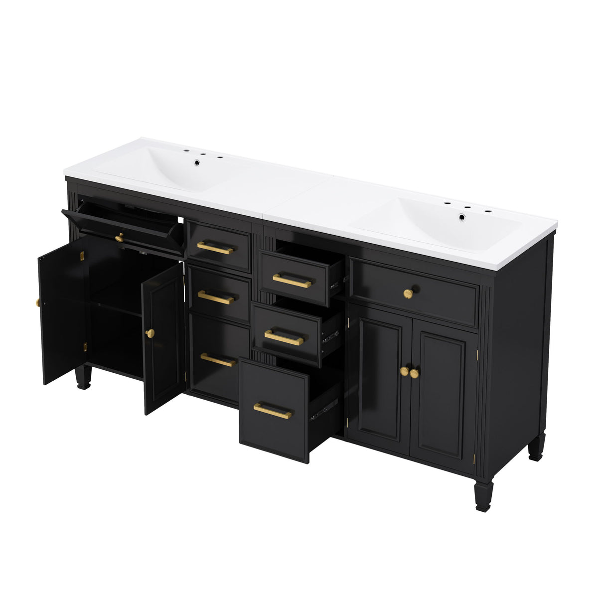 2 Piece Freestanding Bathroom Vanity Set With Sink Top, Reversible Dual Layout