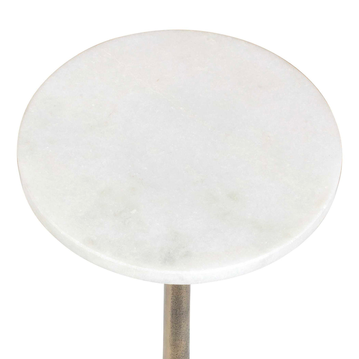 Accent Table - Brass Antique / White