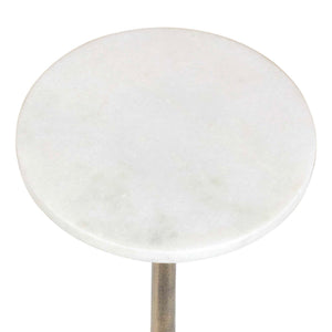 Accent Table - Brass Antique / White