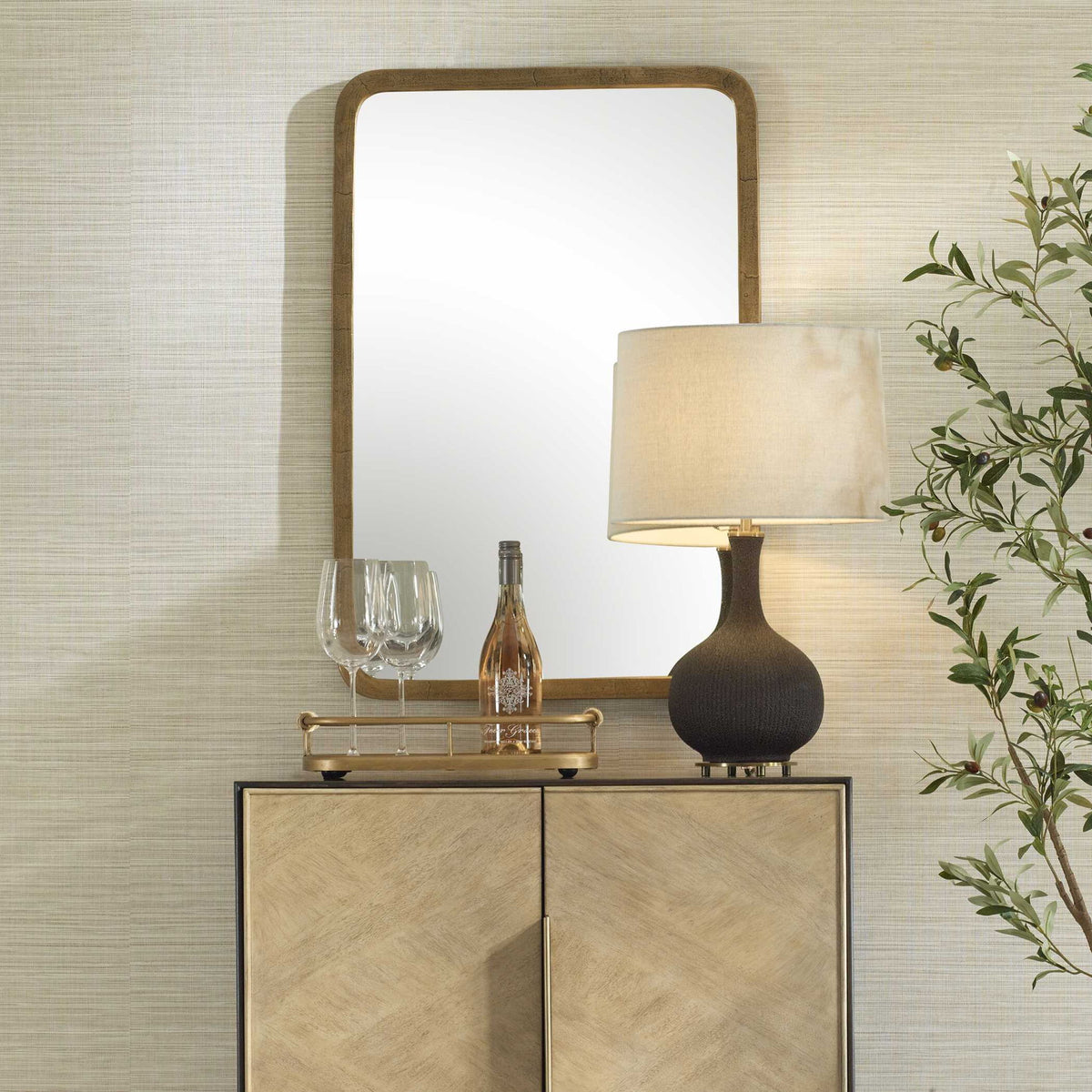 Vestry - Antique Brass Mirror - Brass / Gold
