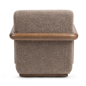 Classic Home Welson swivel accent chair in warm mocha fabric, featuring a comfortable design with a rounded backrest and swivel base.