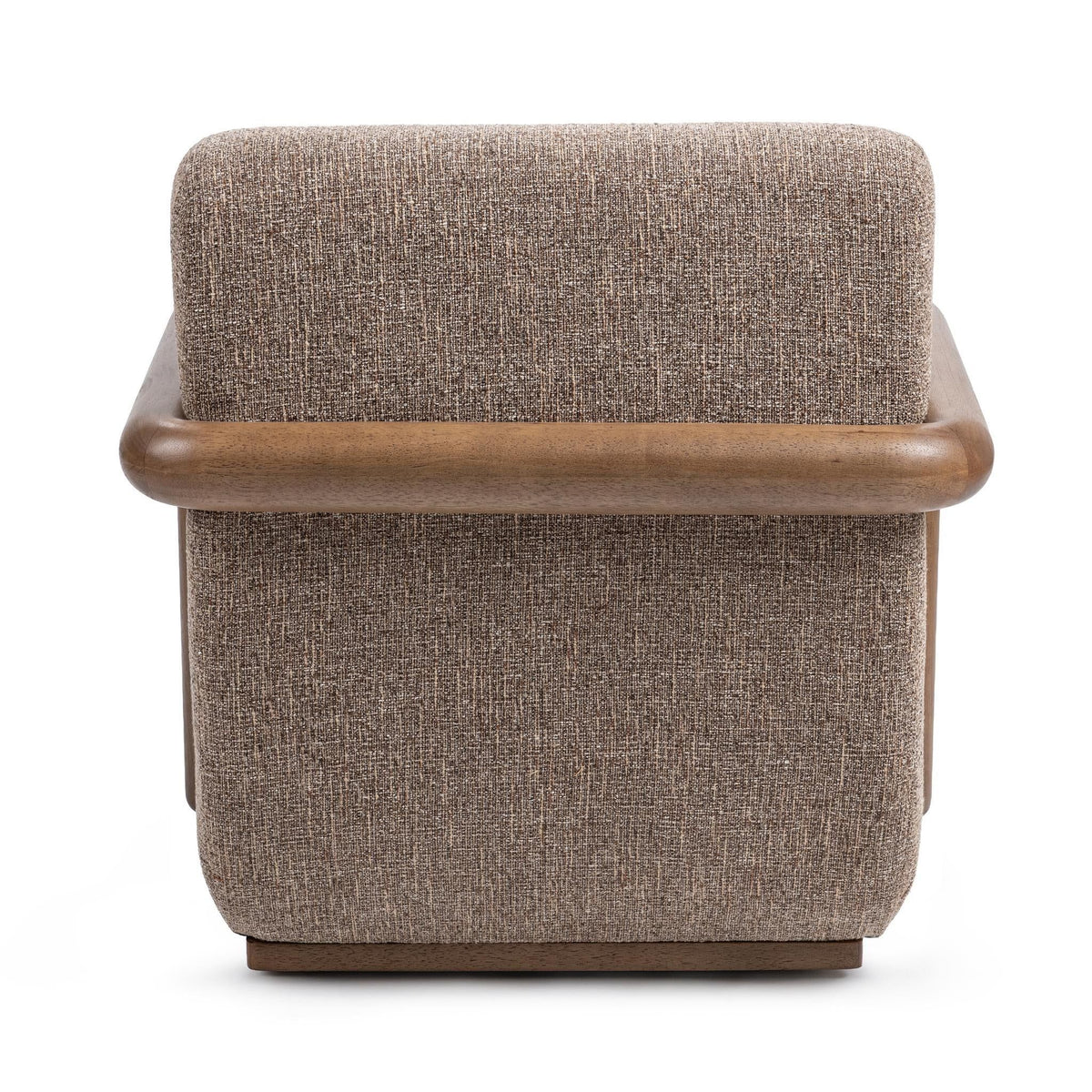 Classic Home Welson swivel accent chair in warm mocha fabric, featuring a comfortable design with a rounded backrest and swivel base.