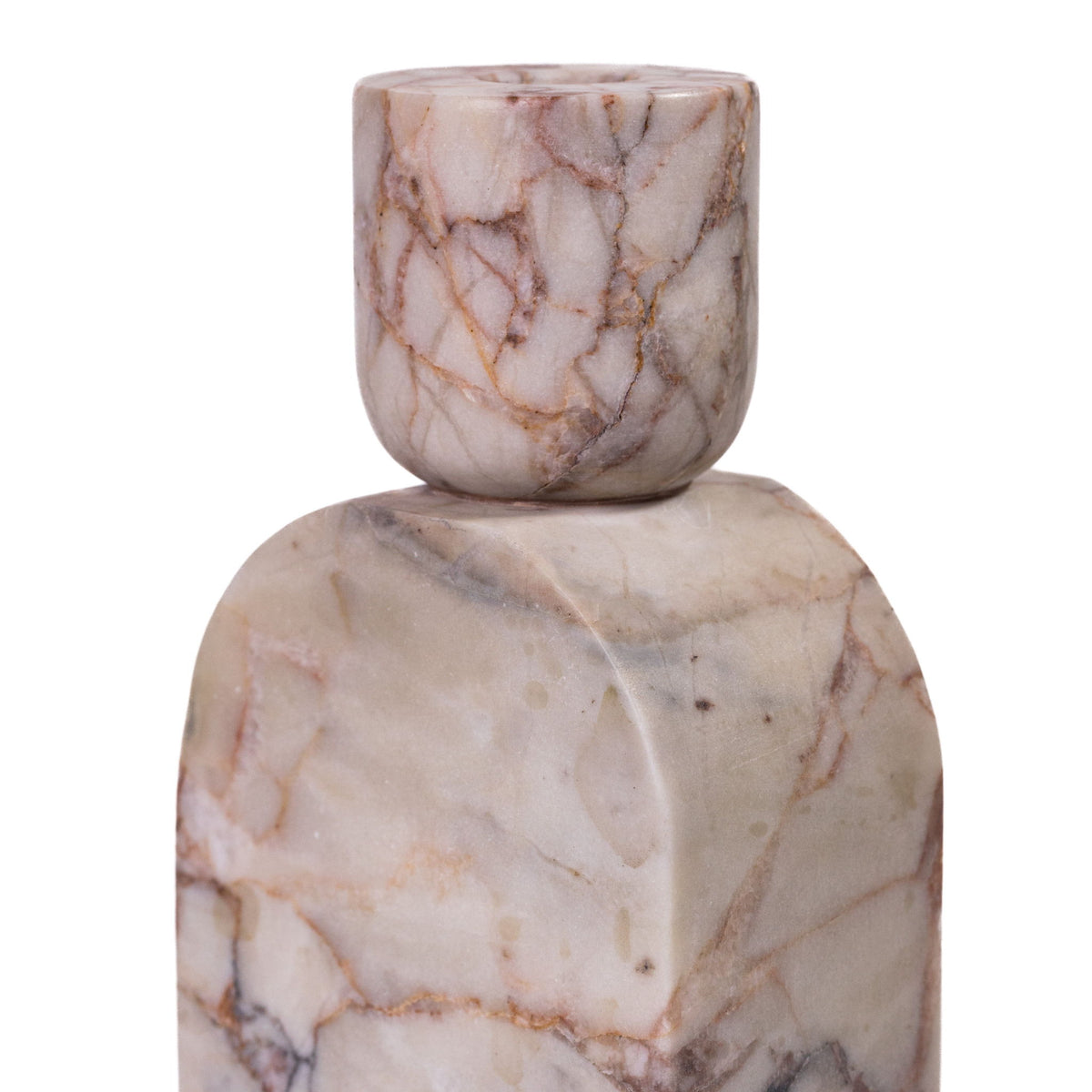 Marble Foundation Candle Holder - White Brown