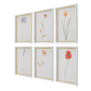 Wild Flourish - Framed Floral Prints (Set of 6) - Light Brown