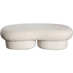 Wave Curved Accent Bench in Ivory Boucle Fabric