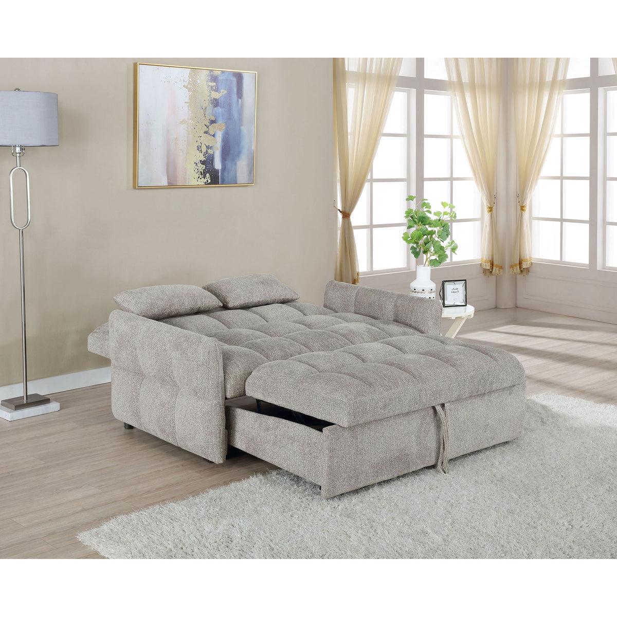 Alvara - Tufted Cushion Pull Out Sleeper Sofa Bed