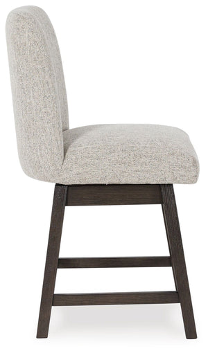 Burkhaus - Upholstered Swivel Barstool (Set of 2) - Beige / Dark Brown - R&R Furniture Gallery (Fountain Valley, CA)