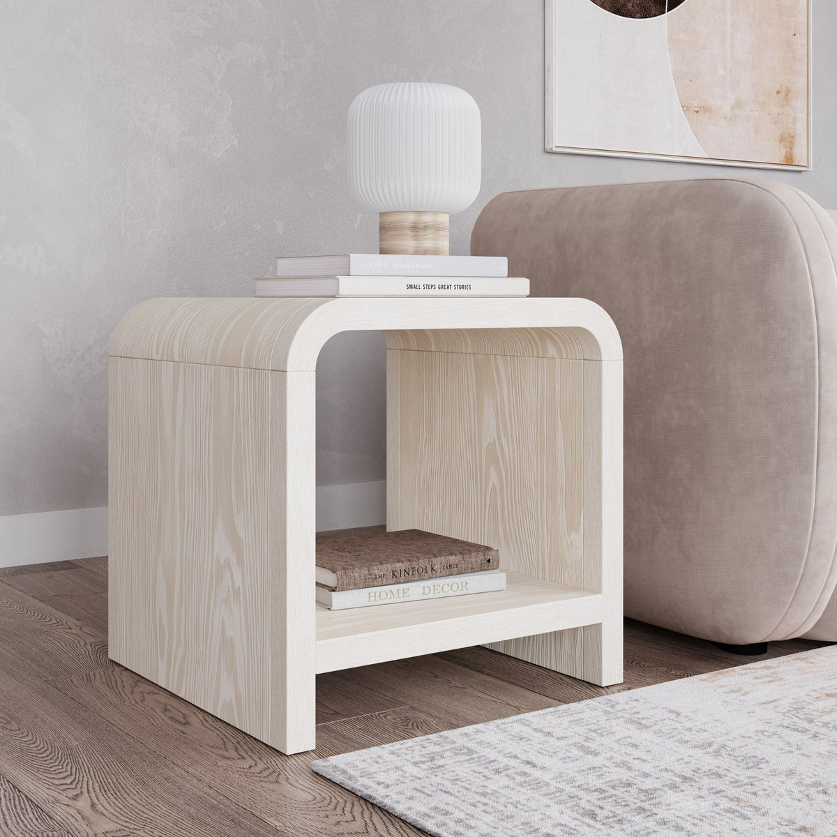 Drake Ash Wood Side Table in Sugar