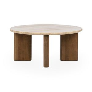 Idella - Travertine Round Table - R&R Furniture Gallery (Fountain Valley, CA)