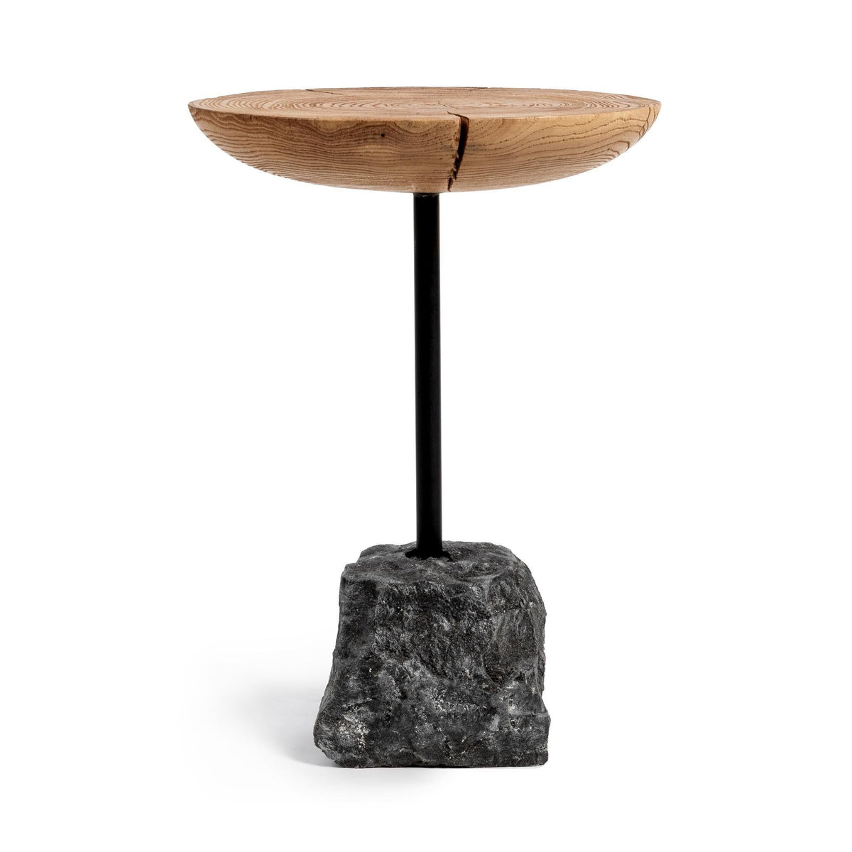 Classic Home Linden end table in natural wood and black finish, featuring a modern design with a rectangular top and sturdy legs.