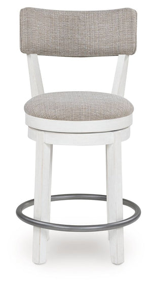 Robbinsdale - Upholstered Swivel Barstool (Set of 2) - Antique White - R&R Furniture Gallery (Fountain Valley, CA)