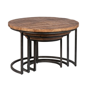 Shelby - Nesting Tables (Set of 3) - Medium Brown And Gunmetal