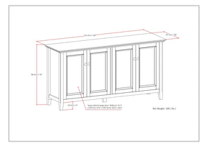 Amherst - Wide 4 Door Storage Cabinet - Hickory Brown