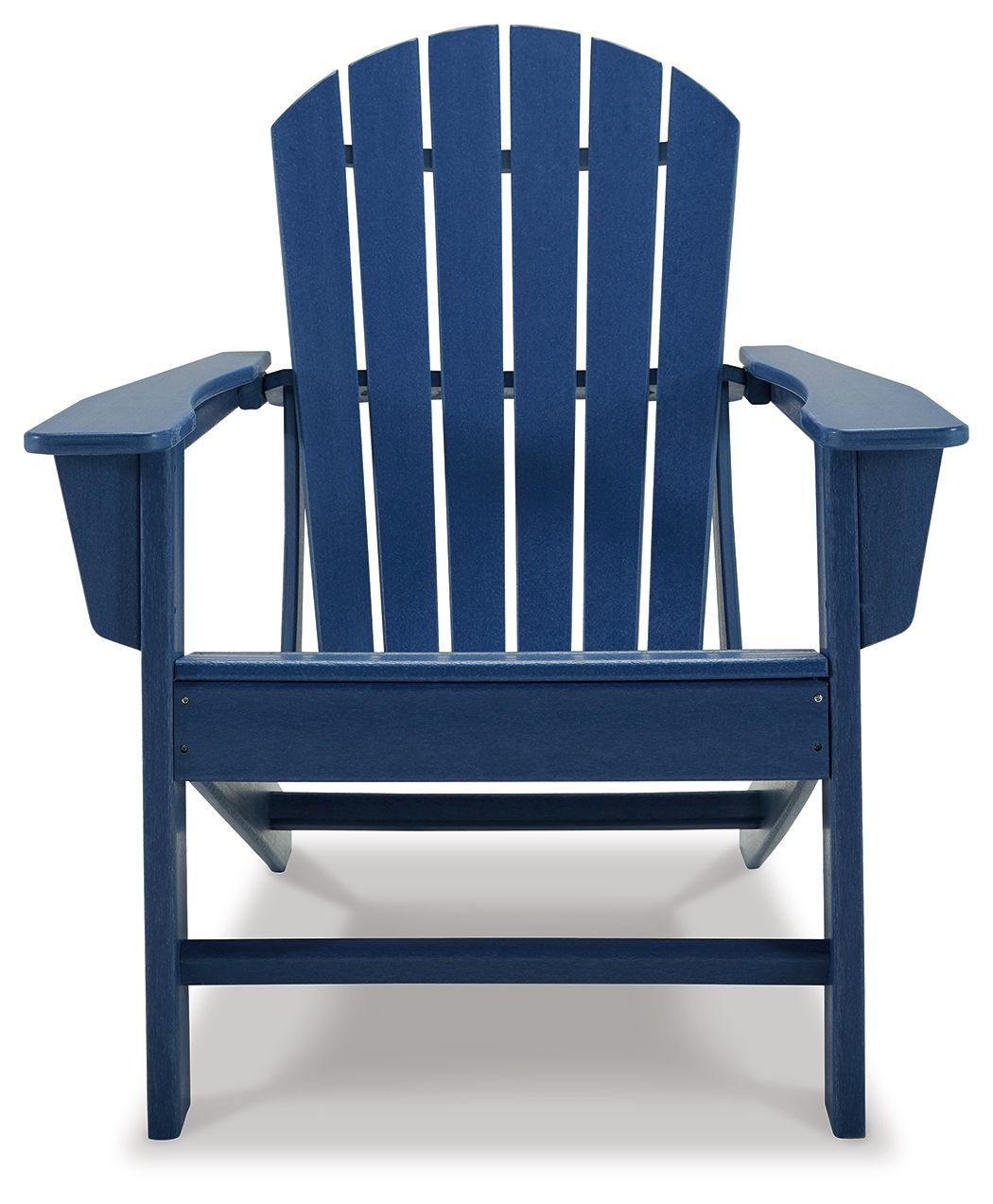 Outdoor Adirondack chair from the Sundown Treasure collection by Signature Design by Ashley, featuring a wooden armchair with a slatted back.