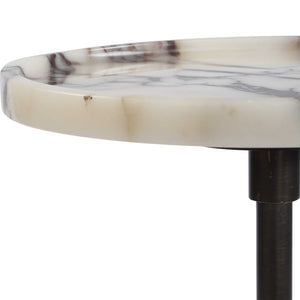 Brunson - White Marble Drink Table - Bronze / White