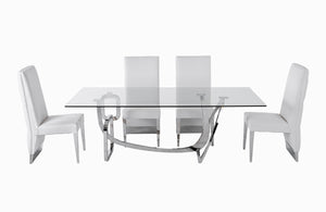 Adelaide Modern Stainless Steel & Glass Dining Table — view 5