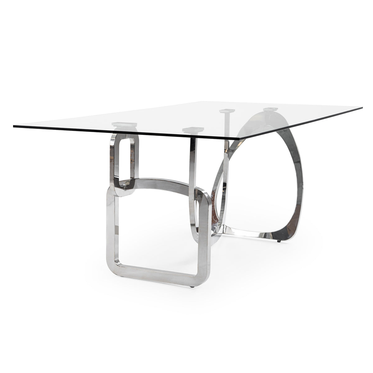Adelaide Modern Stainless Steel & Glass Dining Table — view 2