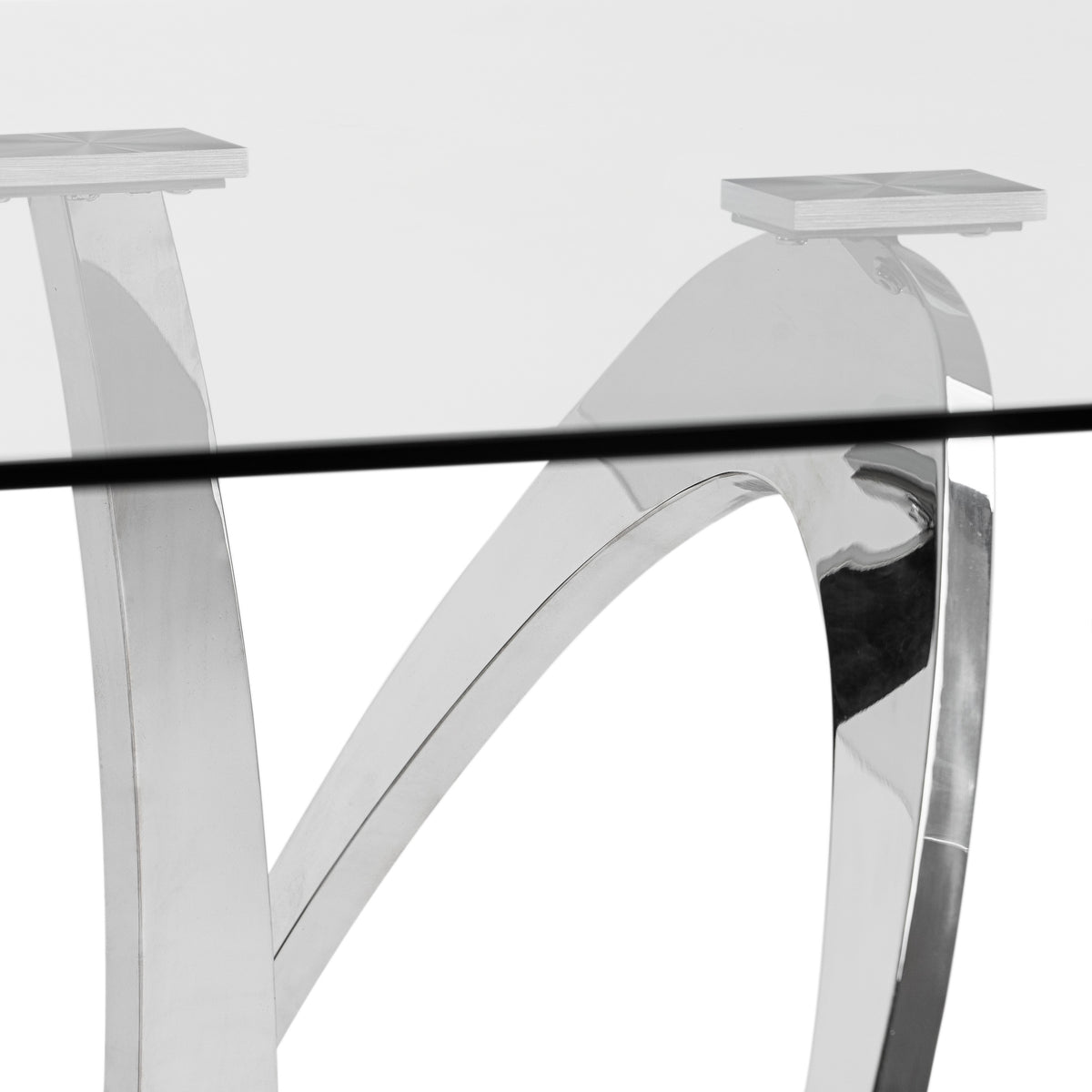 Adelaide Modern Stainless Steel & Glass Dining Table — view 3
