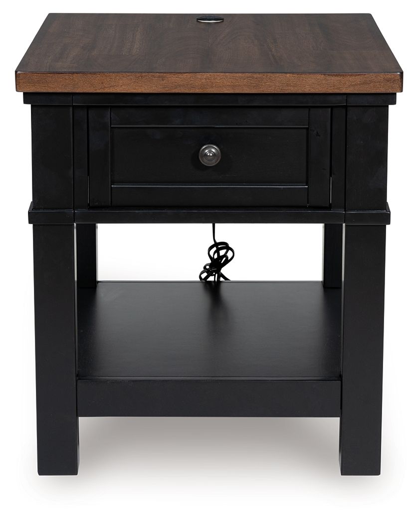 Wildenauer - Rectangular End Table - Brown / Black - R&R Furniture Gallery (Fountain Valley, CA)