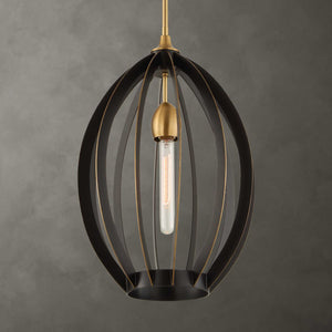 Darby - 1 Light Architectural Oval Pendant - Bronze / Black