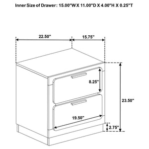 Sophia - 2 Drawer Nightstand