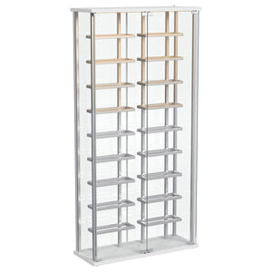 Wine Storage LED Curio Cabinet - Chrome