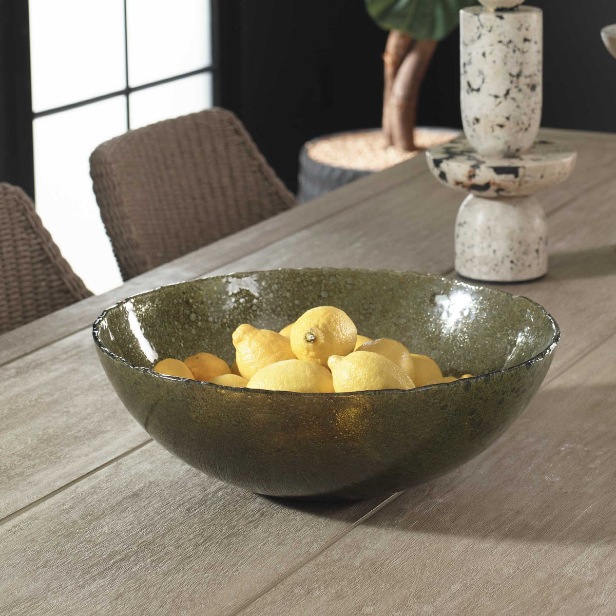 Veridian Shimmer - Earthy Glass Bowl - Green