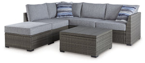 Petal Road - Loveseat Sectional, Ottoman, Table Set (Set of 4) - Gray - R&R Furniture Gallery (Fountain Valley, CA)
