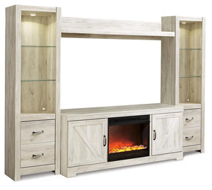 Bellaby entertainment center by Signature Design by Ashley® with TV console, storage cabinets, and open shelving