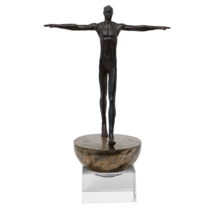 Man Finding Balance - Sculpture - Black / Brass