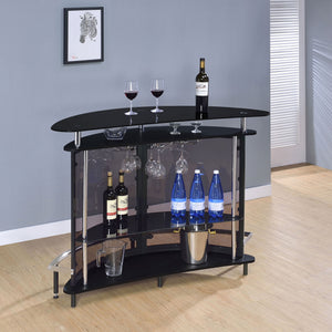 Strick & Bolton - Freestanding Glass Top Home Bar Wine Cabinet With Panels - Black
