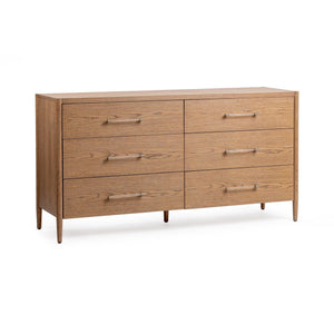 Classic Home Alisen 6 Drawer Dresser in Napa Grove finishes, showing the sleek wood design and spacious drawers.