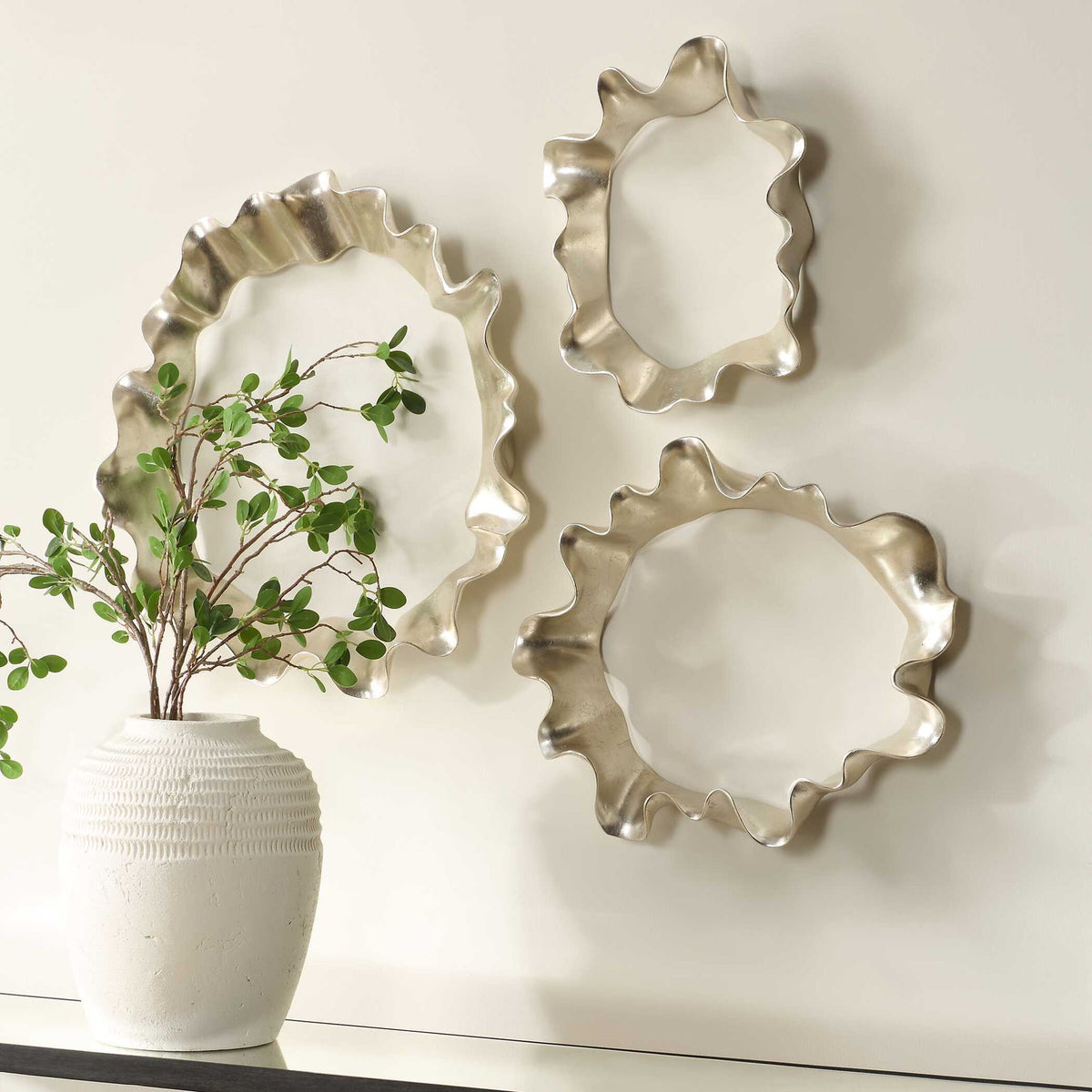 Ripple Effect - Wall Art (Set of 3) - Silver