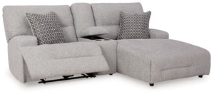 Acklen Place - 4 Pc. - 3-Piece Power Reclining Sectional Sofa With Raf Chaise, Wide Seat Power Recliner - Pewter - R&R Furniture Gallery (Fountain Valley, CA)