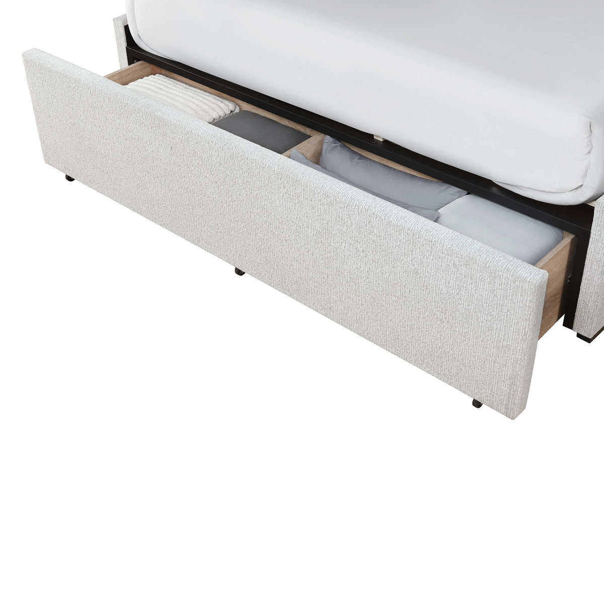 Sacha - Bed With LED And Bookcase Headboard, Built In Siderail Storage