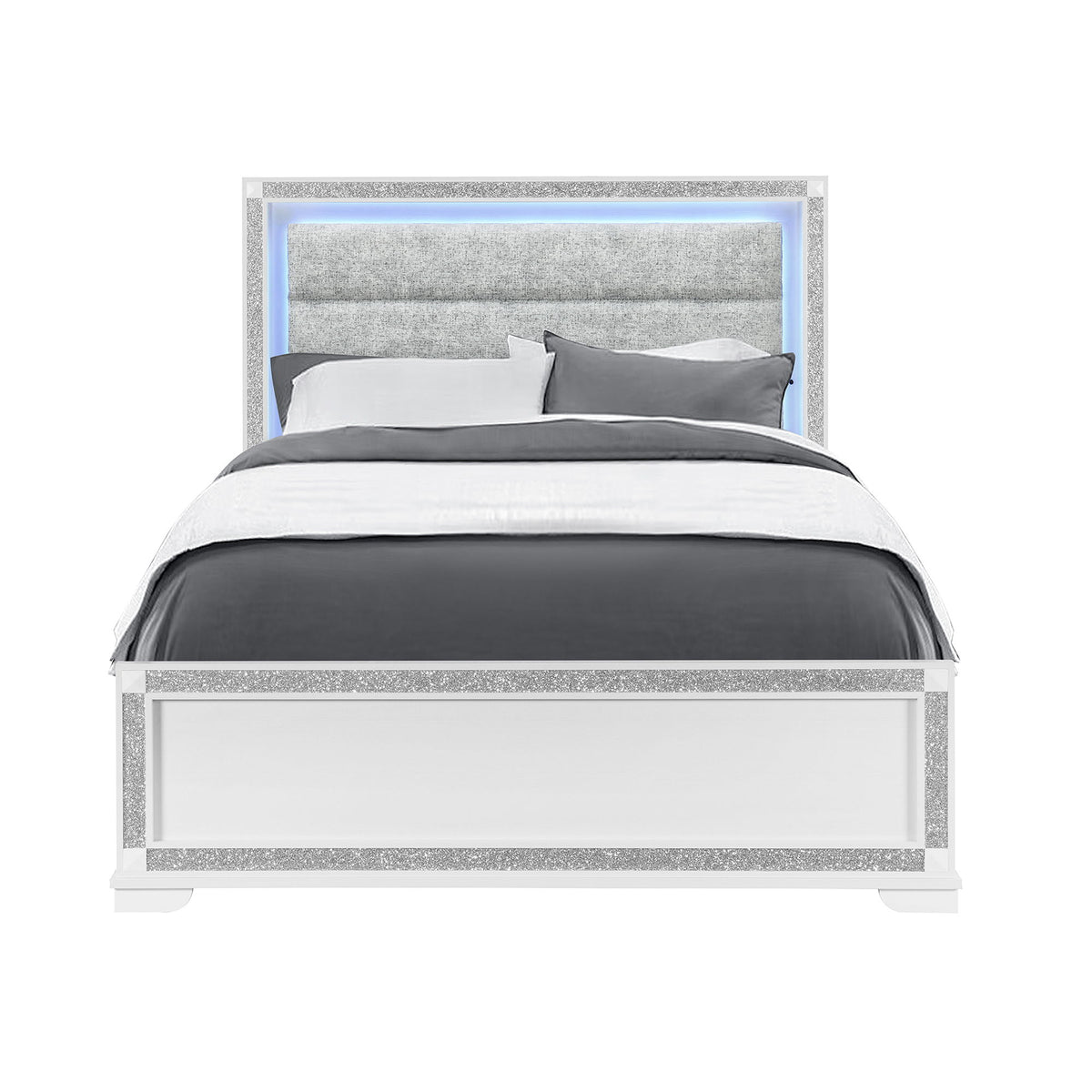 Soulmarie - Bed With LED Lighting And Padded Headboard