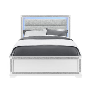 Soulmarie - Bed With LED Lighting And Padded Headboard
