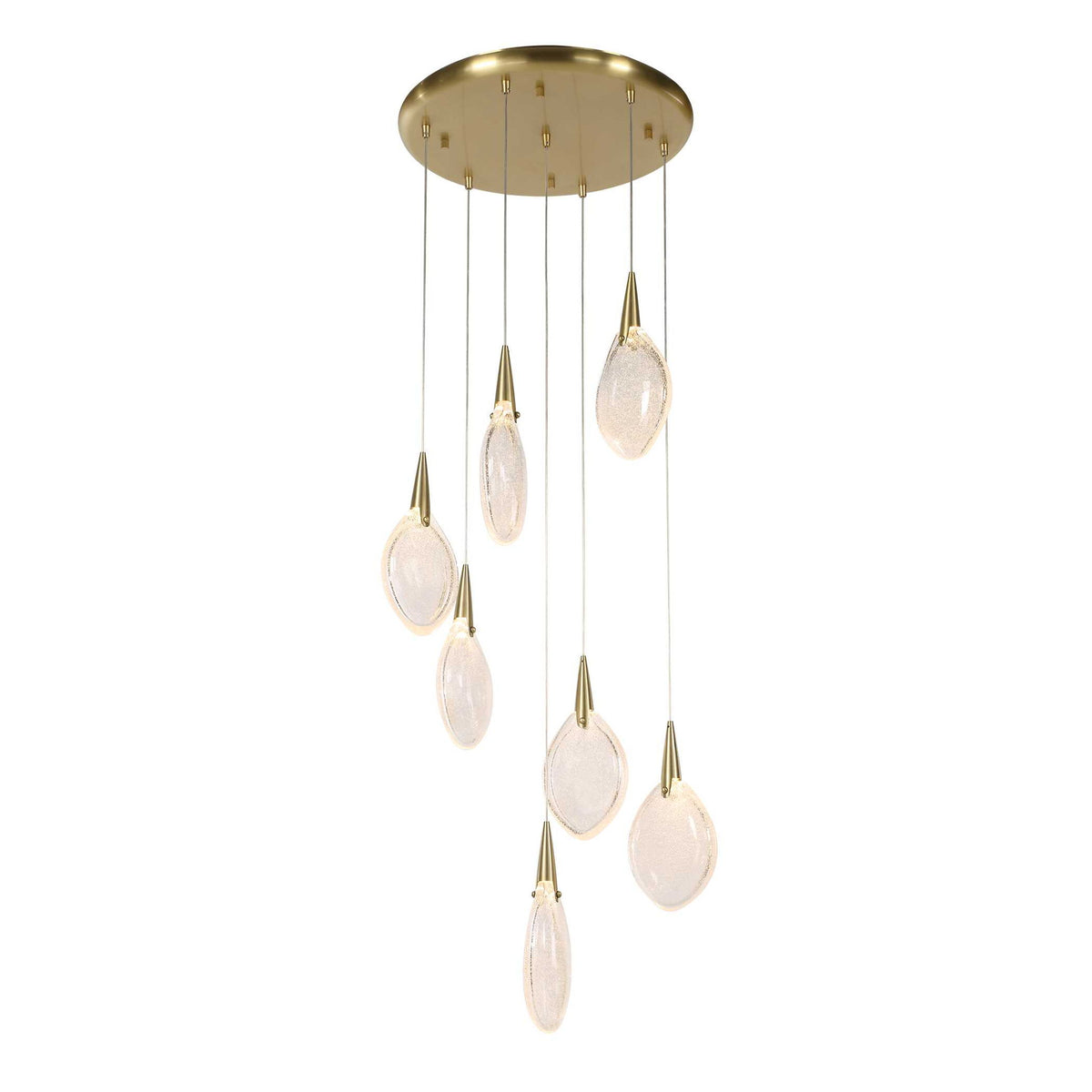 Deluge - 7 Light LED Pendant - Brass