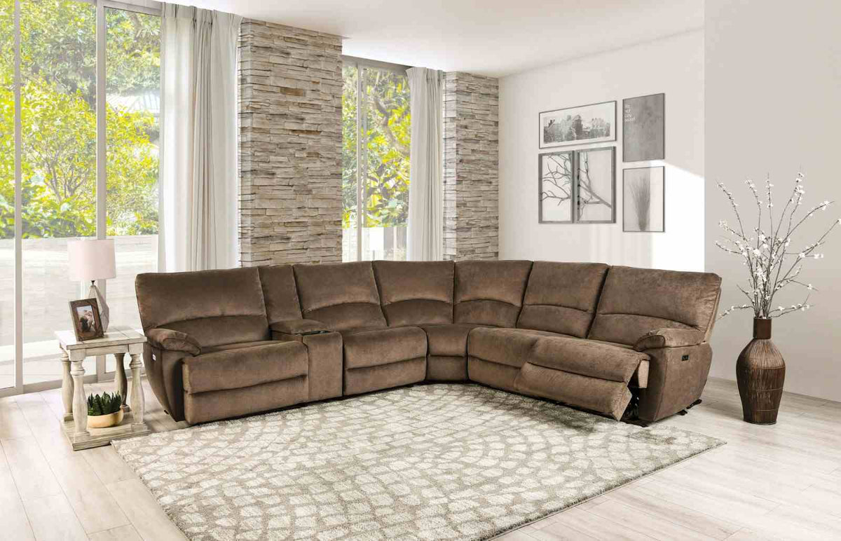 Cerelia - Power Sectional, Brown