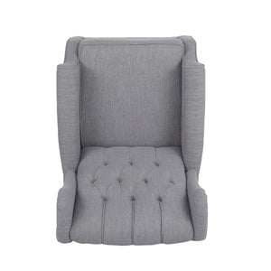 Gray Sheila fabric tufted wingback rocking chair by Noble House with cushioned seat and high back for comfort and style.
