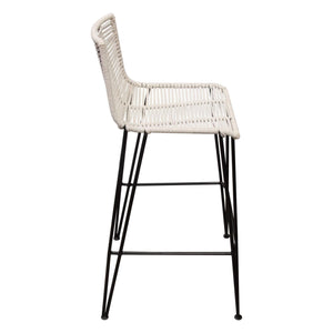 Olive 2-Pack Bar Height Chair w/ Natural Rope Seat/Back & Black Iron Frame by Diamond Sofa