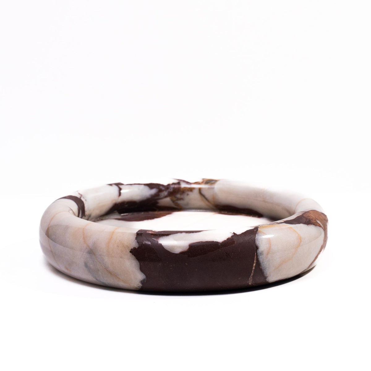 Marble Round Edged Catch-All - Breccia / White / Brown
