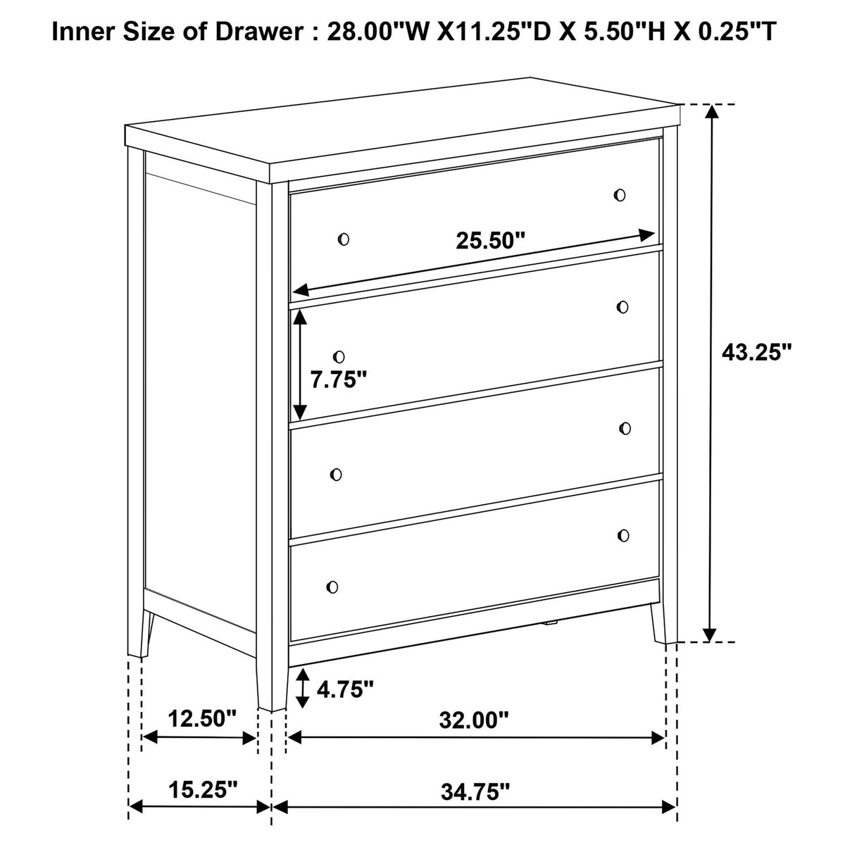 Clement - 4 Drawer Chest Of Drawers - Espresso